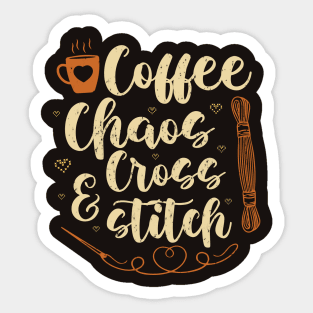 Coffee Chaos & Cross Stitch Sticker